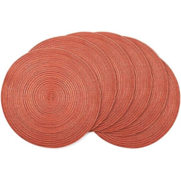 Round Placemats Set of 6 Round Braided Placemats 15 Inch Table Mats for Dining - Picture 3 of 7